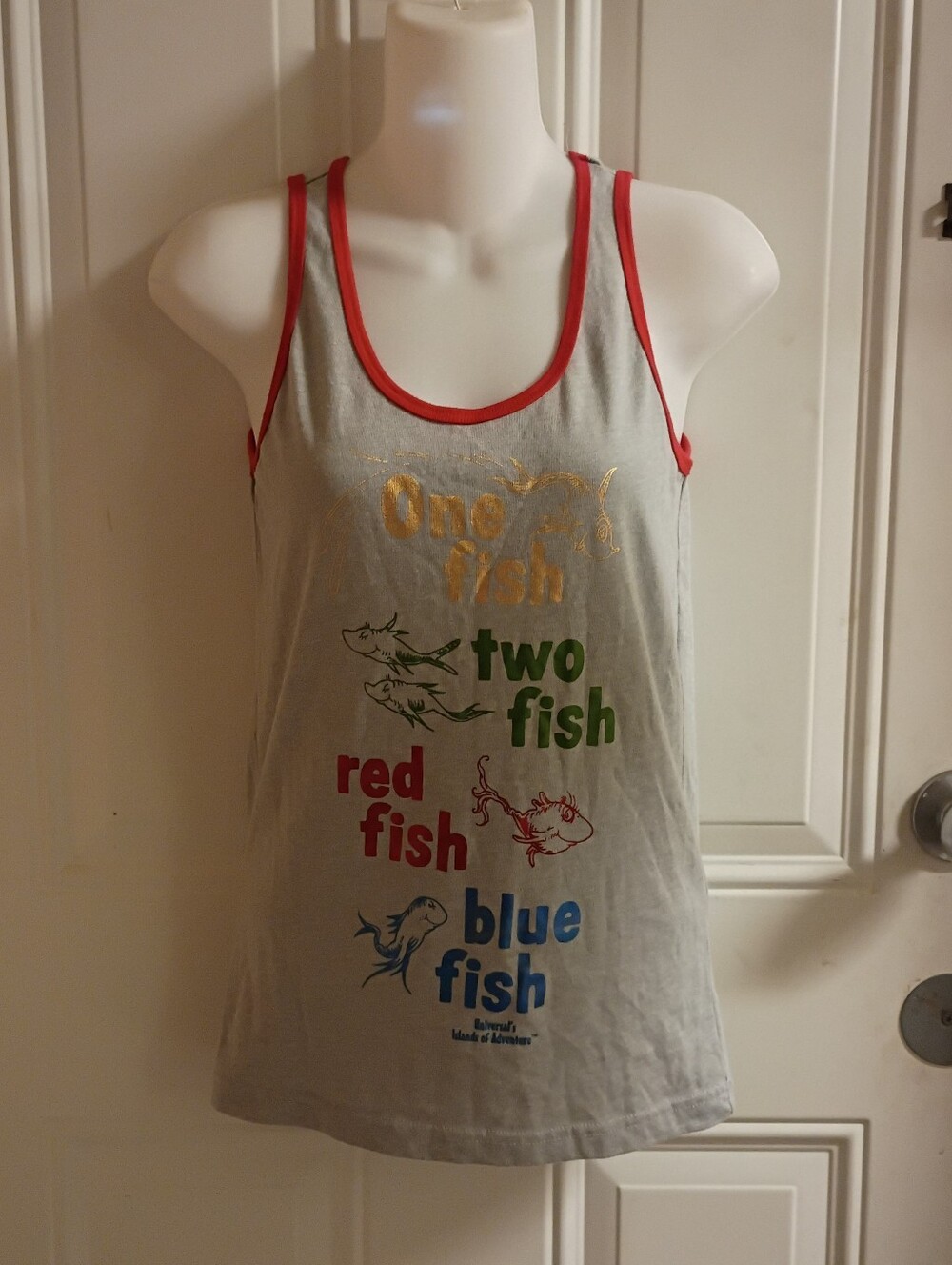 Universal Studios Official Merch Dr. Seuss One Fish Graphic Tank Top